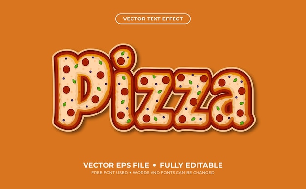 Efecto de texto vectorial editable de pizza