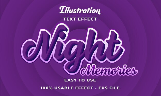 Efecto de texto vectorial editable de recuerdos nocturnos con estilo moderno