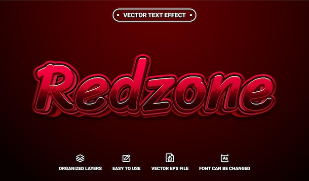 Efecto de texto vectorial editable redzone