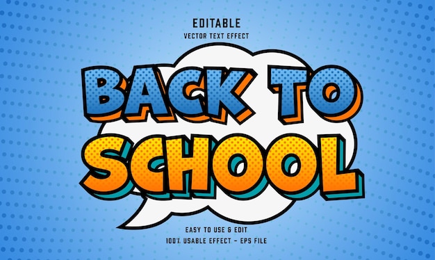 efecto de texto vectorial editable de regreso a la escuela