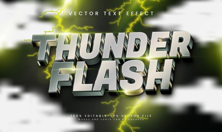 Vector el efecto de texto vectorial editable de relámpago de trueno con color verde