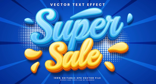 Efecto de texto vectorial editable de súper venta con concepto de lujo azul