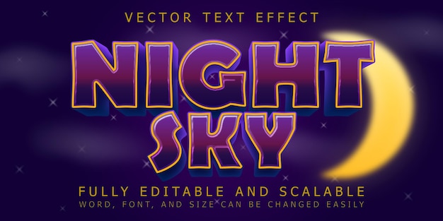 Vector efecto de texto vectorial editable tema del cielo nocturno