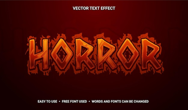 Efecto de texto vectorial editable de terror