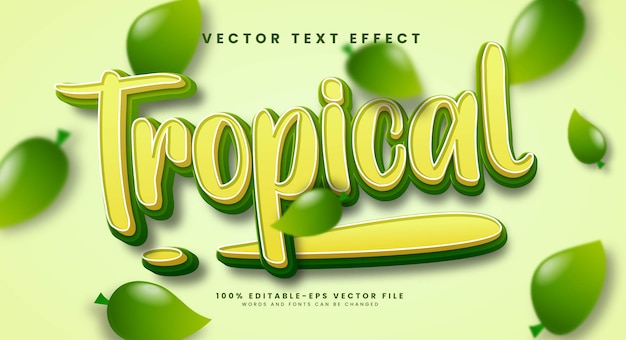 Efecto de texto vectorial editable verde tropical con concepto de naturaleza