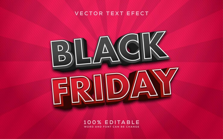 Vector efecto de texto vectorial editable de viernes negro - estilo 3d