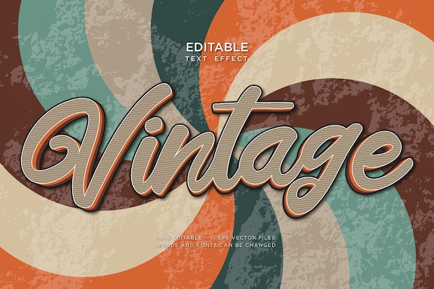 Vector efecto de texto vectorial editable vintage retro