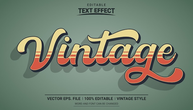 Vector efecto de texto vectorial editable vintage retro