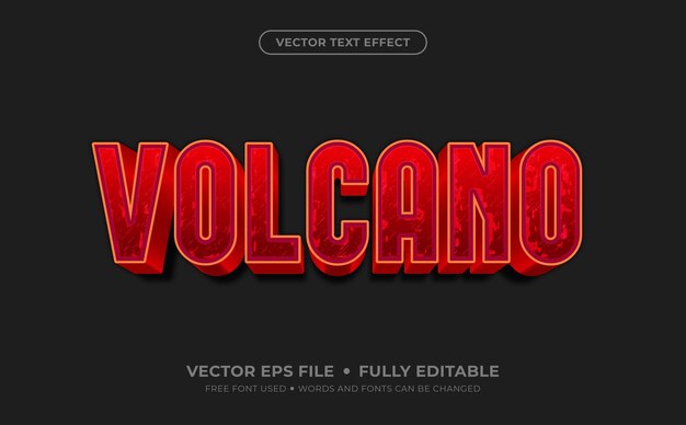 Efecto de texto vectorial editable de volcán.