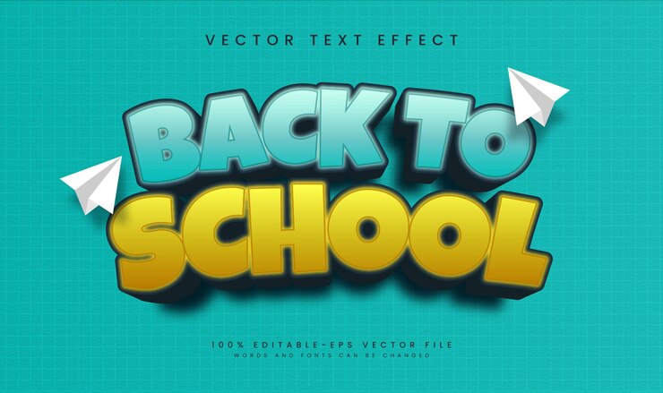Vector efecto de texto vectorial editable de vuelta a la escuela adecuado para temas educativos o de estudio