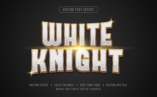 Efecto de texto vectorial editable de white knight