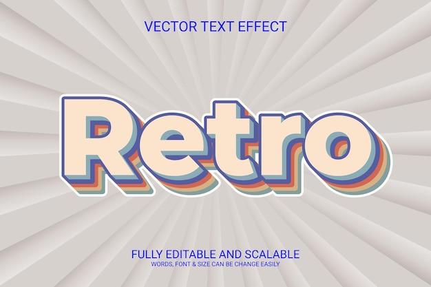 Efecto de texto vectorial Eps totalmente editable en 3D retro