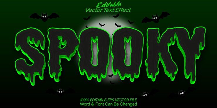 Vector efecto de texto vectorial espeluznante editable alfabeto horror monstruo aterrador zombie
