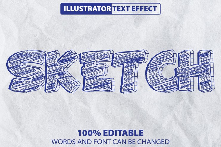 Vector efecto de texto vectorial de estilo boceto manuscrito editable