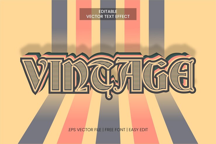 Vector efecto de texto vectorial de estilo vintage