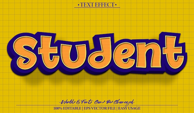 Efecto de texto vectorial para estudiantes Libro de notas de clase de estudio de alfabeto editable