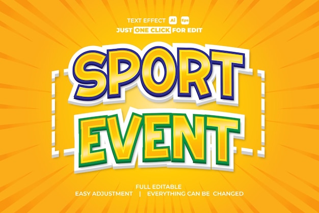 Efecto de texto vectorial de evento deportivo editable