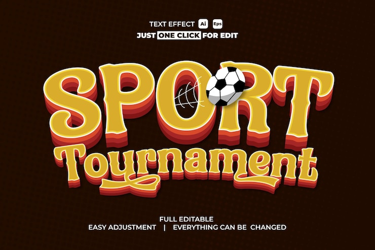 Vector efecto de texto vectorial de evento deportivo editable