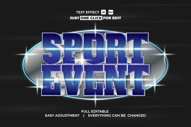 Efecto de texto vectorial de evento deportivo editable