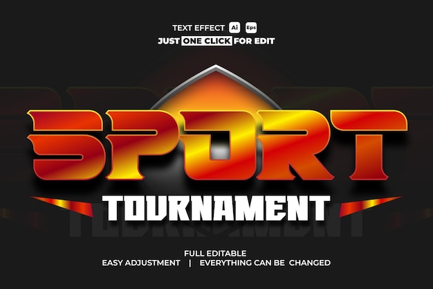 Efecto de texto vectorial de evento deportivo editable