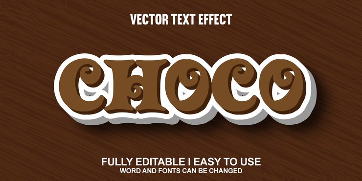 Vector efecto de texto vectorial de fuente completamente editable de choco