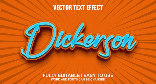 Efecto de texto vectorial de fuente Dickerson totalmente editable