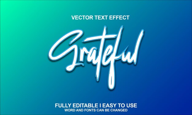 Efecto de texto vectorial de fuente editable agradecido