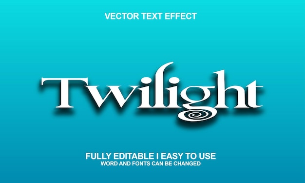 Efecto de texto vectorial de fuente editable Twilight