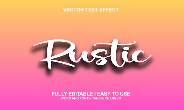 Efecto de texto vectorial de fuente rústica editable