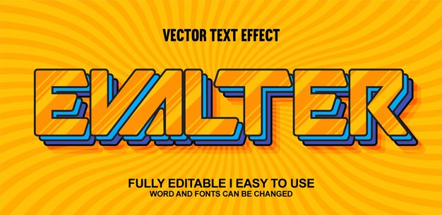 Efecto de texto vectorial de fuente totalmente editable de Evalter