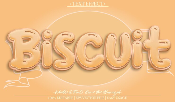 Vector efecto de texto vectorial de galletas editable alfabeto galleta bocadillo pastel horneado comida chocolate cracker