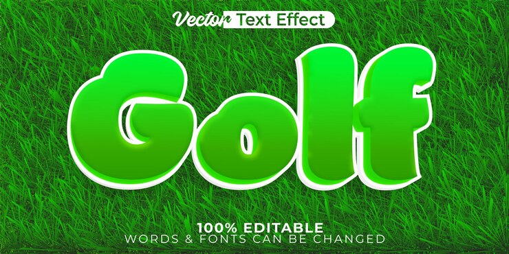Vector efecto de texto vectorial de golf juego de alfabeto editable juego de hierba
