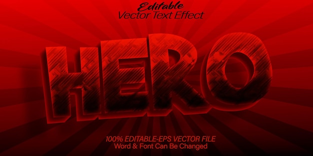 Efecto de texto vectorial de héroes Editable Alfabeto Superhéroes cómics rojos divertidos