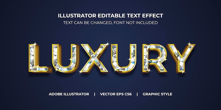 Vector efecto de texto vectorial illustrator estilo gráfico gold diamond
