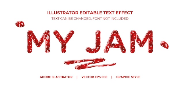 Efecto de texto vectorial Illustrator estilo gráfico Red Jam