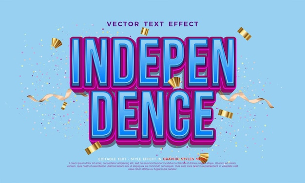 Efecto de texto vectorial de independencia 3D