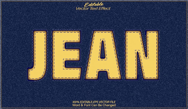 Efecto de texto vectorial de jean editable alfabeto azul tela textil