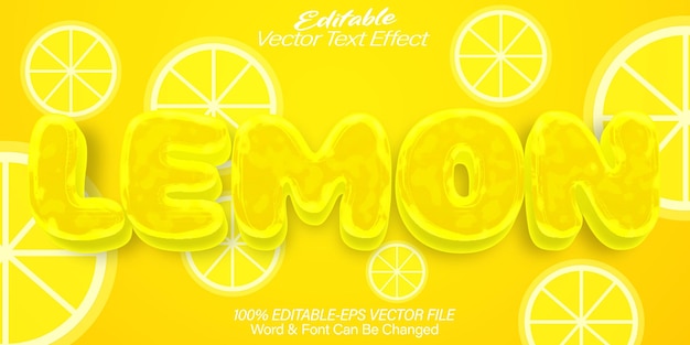 Efecto de texto vectorial de limón Editable Alfabeto Amarillo Limonada Zumo de menta
