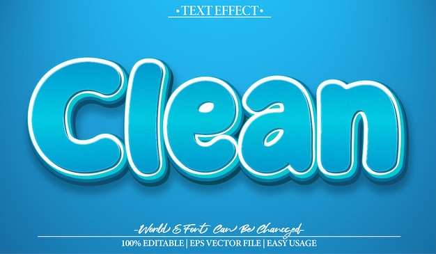 Efecto de texto vectorial limpio Editable Alfabeto azul Higiene jabón fresco