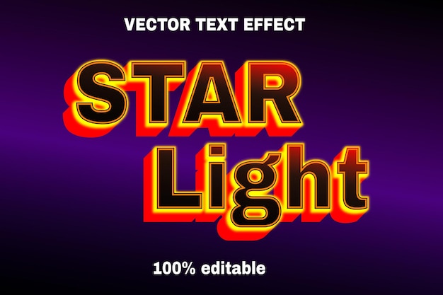 efecto de texto vectorial luz de estrella editable