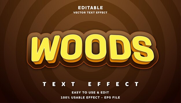 efecto de texto vectorial de madera editable con diseño de estilo moderno utilizable para logotipo o campaña de la empresa