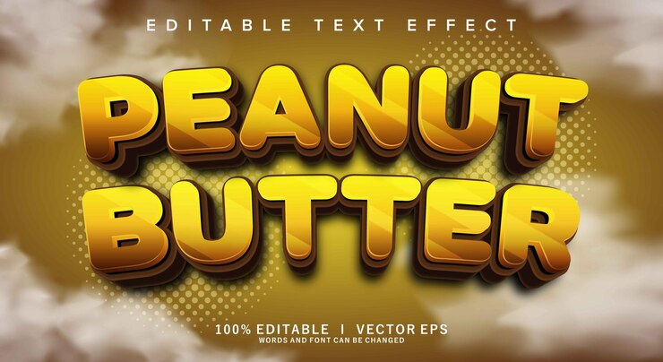 Vector efecto de texto vectorial de mantequilla de maní con diseño de estilo moderno