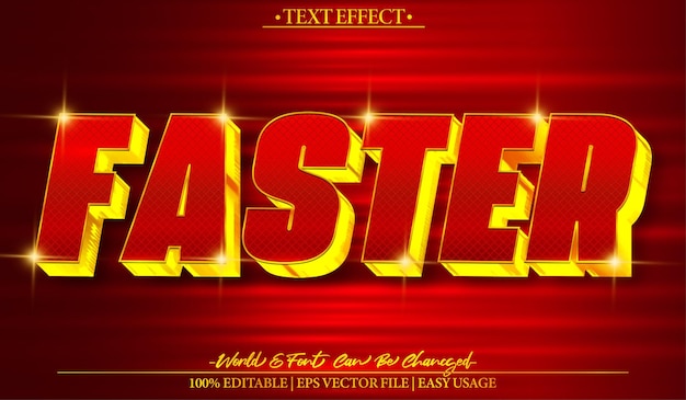 Efecto de texto vectorial más rápido Editable Alfabeto rojo Carrera de carreras de velocidad Sport Drive