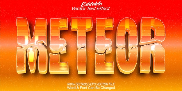 Efecto de texto vectorial de meteoros Editable Alfabeto Orbita Cometa de dibujos animados naranja