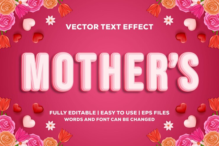 Vector efecto de texto vectorial mother39s completamente editable