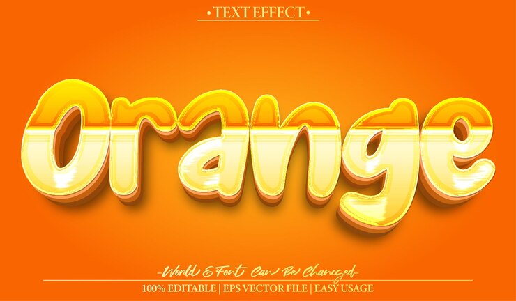 Vector efecto de texto vectorial naranja editable alfabeto fruta juicy fresco trópico