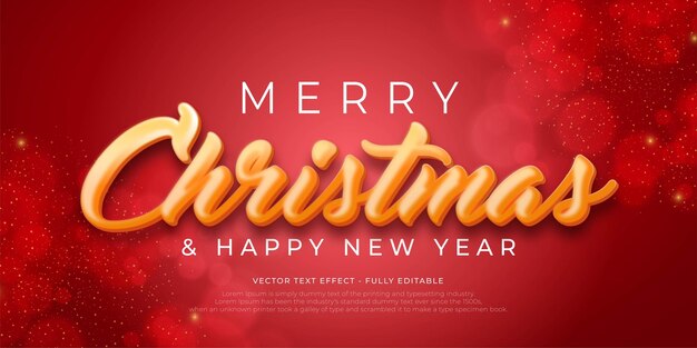 Efecto de texto vectorial de Navidad 3D con tema amarillo en las letras