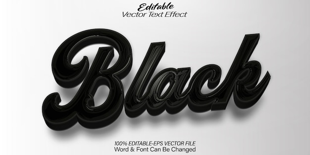 Efecto de texto vectorial negro Editable Color del alfabeto Pintura oscura