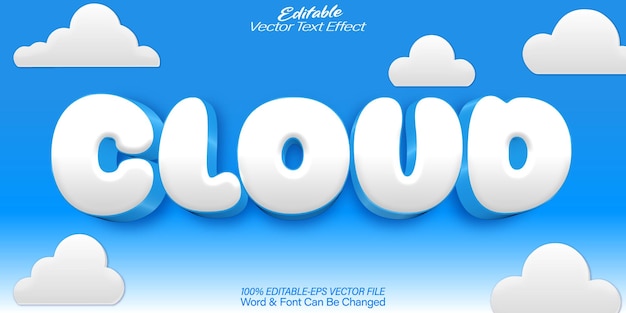 Vector efecto de texto vectorial de nubes editable alfabeto azul aire cielo azul blanco naturaleza