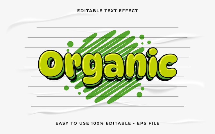 Vector efecto de texto vectorial orgánico 3d editable efecto de texto de estilo simple